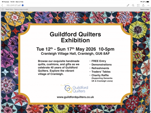 Guildford Quilters Exhibition Flyer 2026 Guildford Quilters Exhibition Flyer 2026